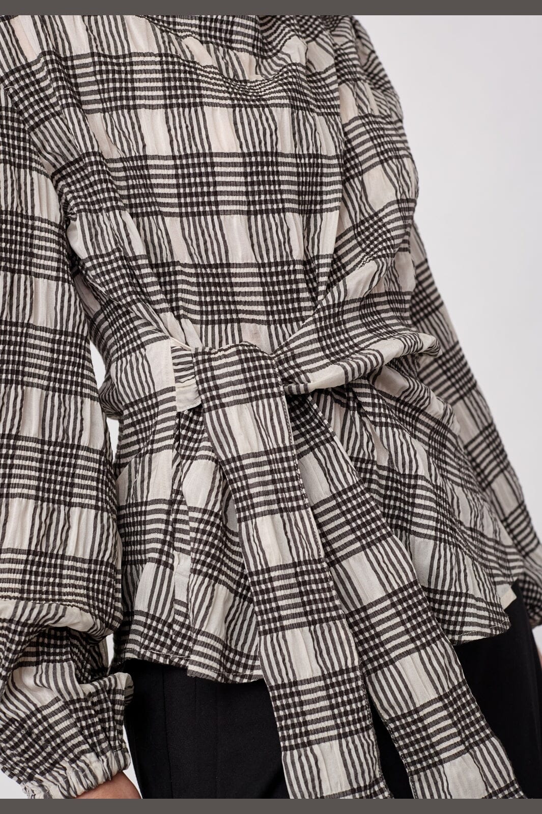 ChandlerCC Check Tie Blouse - Bone