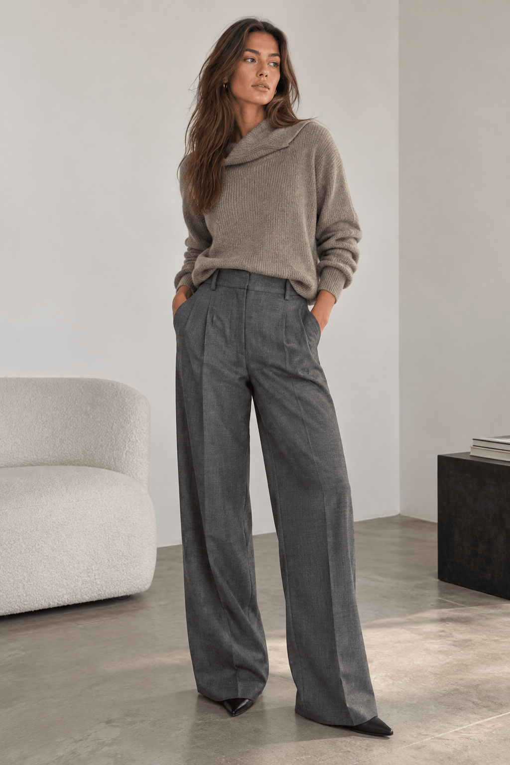 JackyCC Pleat Pant - Mid Grey L32