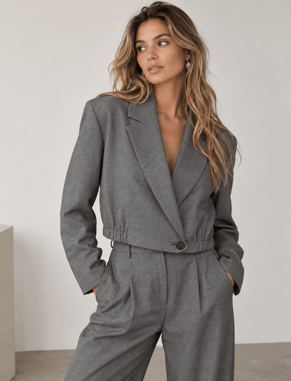 JackyCC Crop Blazer - Mid Grey