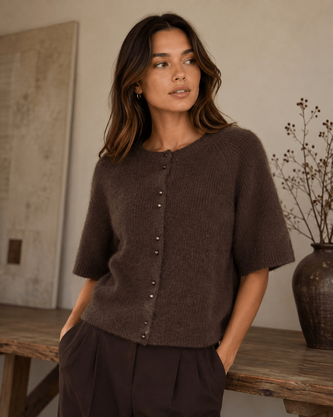 MschBondie Hope 2/4 Cardigan - Hot Fudge