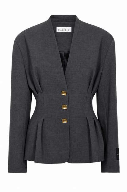 Enna Waist Pleat Blazer - Antracit