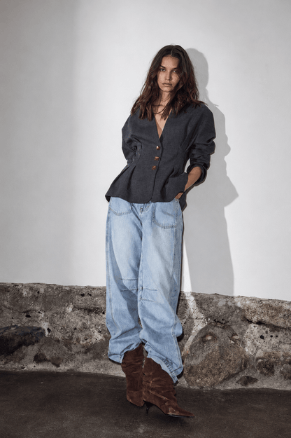 Enna Waist Pleat Blazer - Antracit