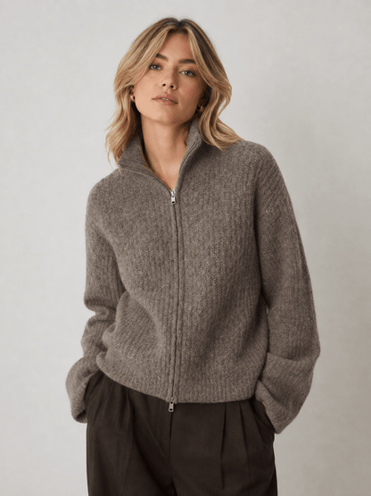 SLFGabriella LS Strickjacke mit Reißverschluss - Steel Gray