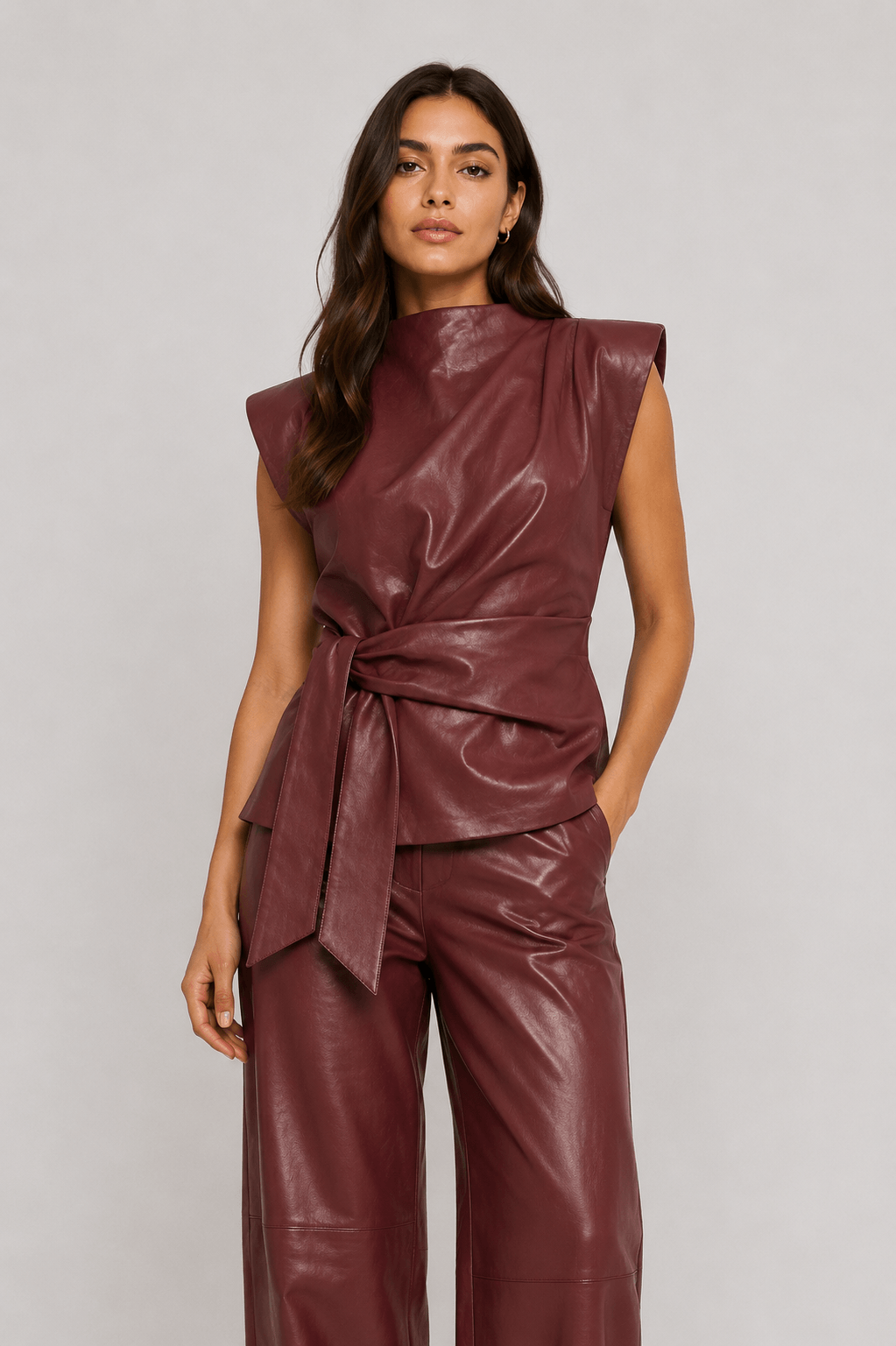35958 GittCC Pleat Top - Berry Red