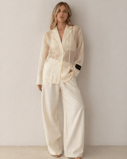 Ring Organza Blazer Shirt - Pale Yellow