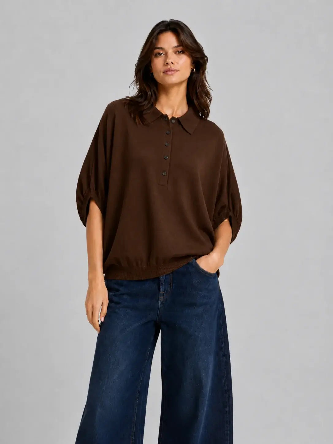 Cowboy Polo Knit - Brown
