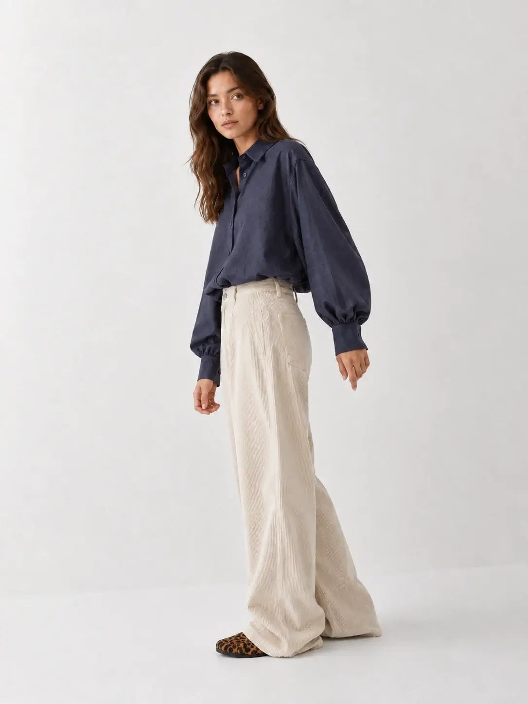 Blouse Antonia Slim Flannel - Anthrazit