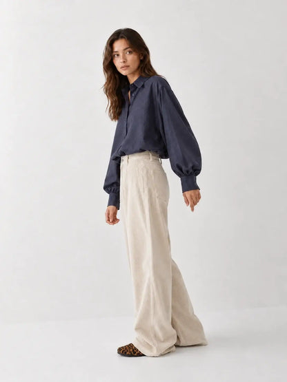 Blouse Antonia Slim Flannel - Anthrazit
