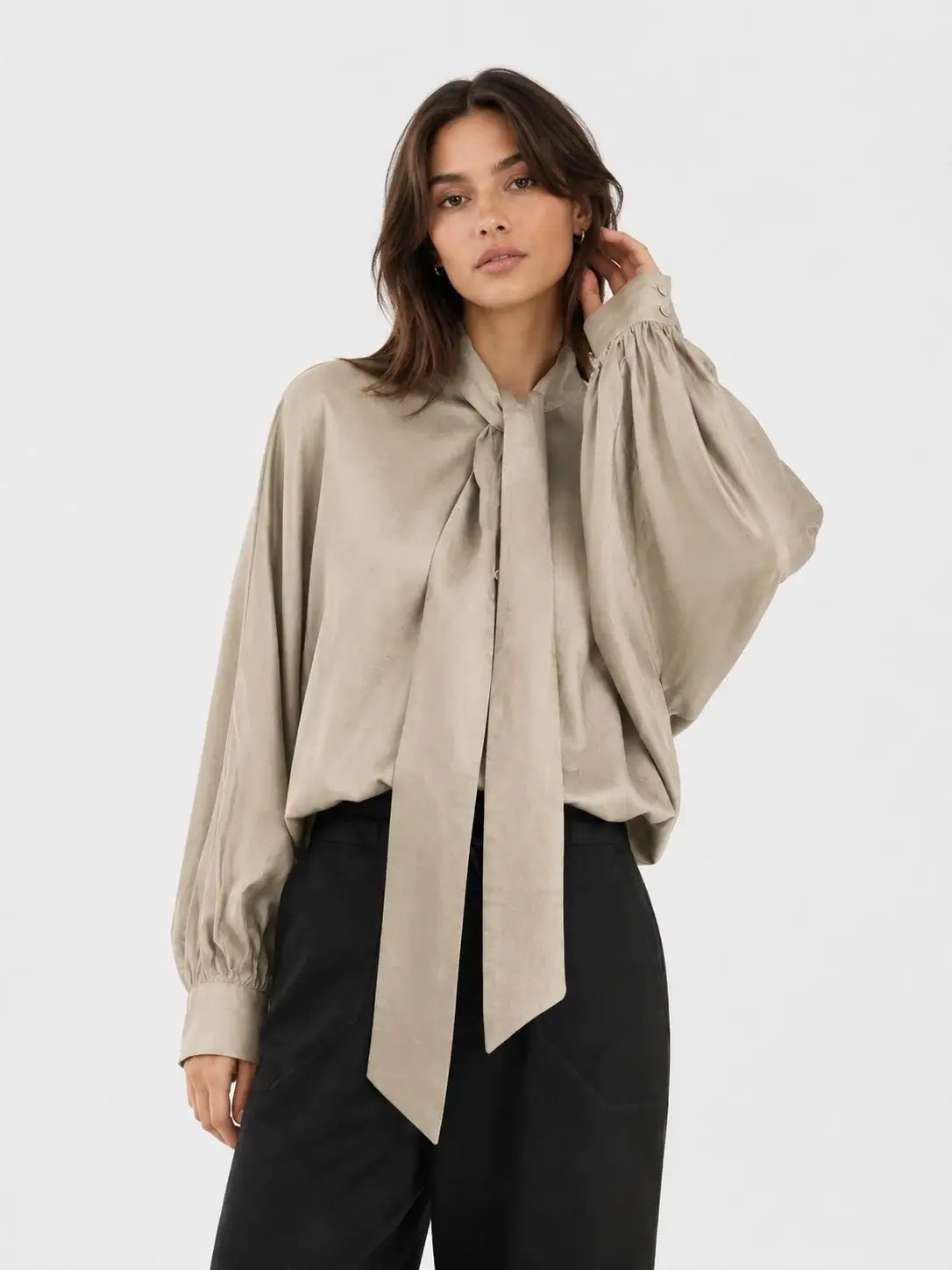 Blouse Antonia Bow - Taupe