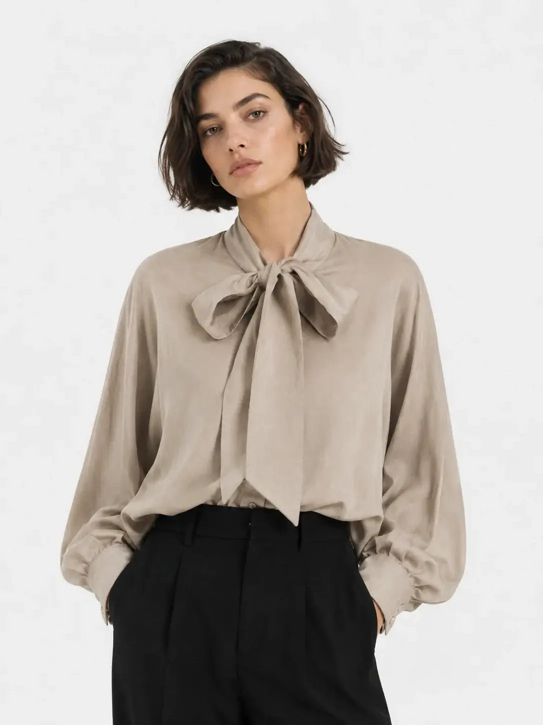 Blouse Antonia Bow - Taupe