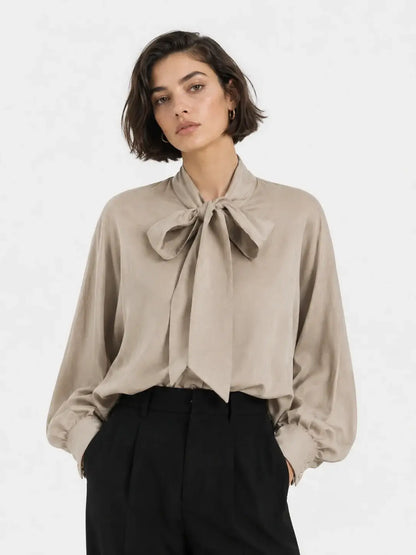 Blouse Antonia Bow - Taupe