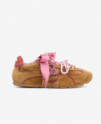 Adored Sneaker - Khaki/Pink Suede