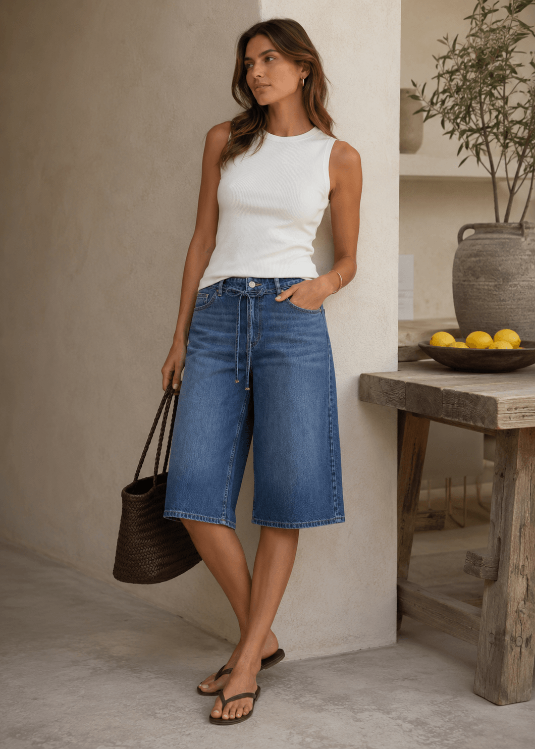 MSCHKine Lis Culotte Jeans - Mid Blue Wash