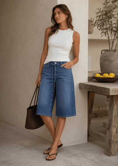MSCHKine Lis Culotte Jeans - Mid Blue Wash