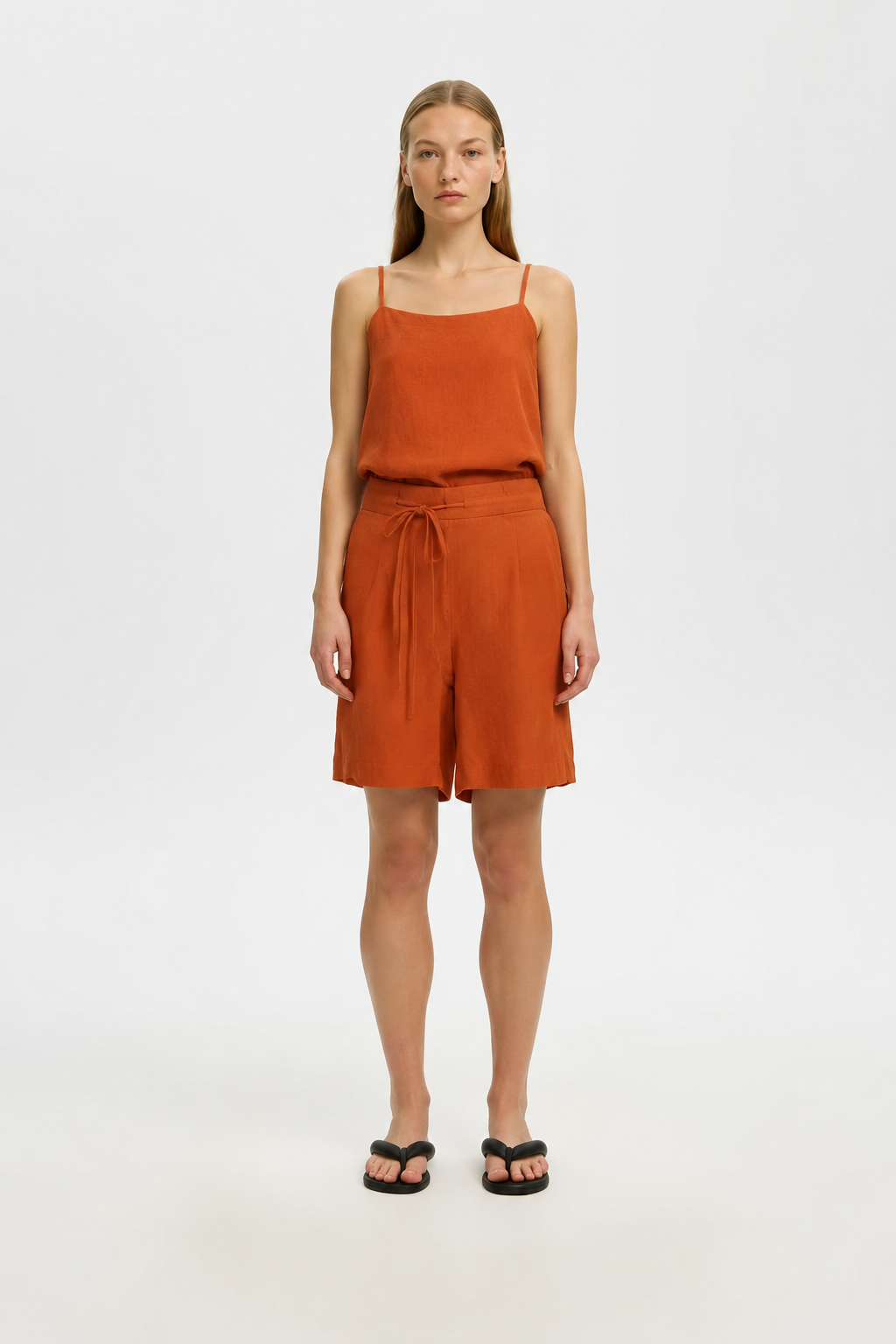 SLFlinna Linen Strap Top - Potters Clay