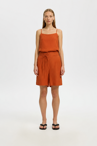 SLFlinna Linen Strap Top - Potters Clay