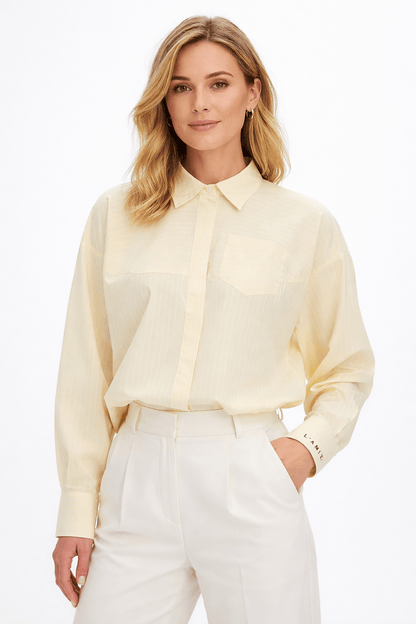 Sophie Yellow Stripe Shirt - Pale Yellow