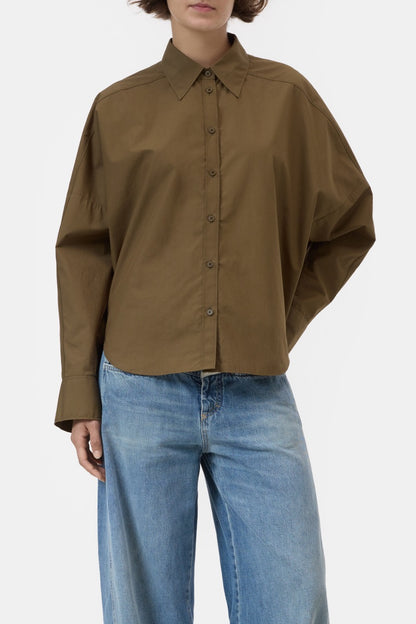 Gathered Shirt - Deep Olive
