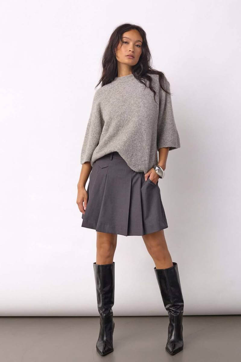 LunaCC Pocket Pleat Mini Skirt - Dark Grey