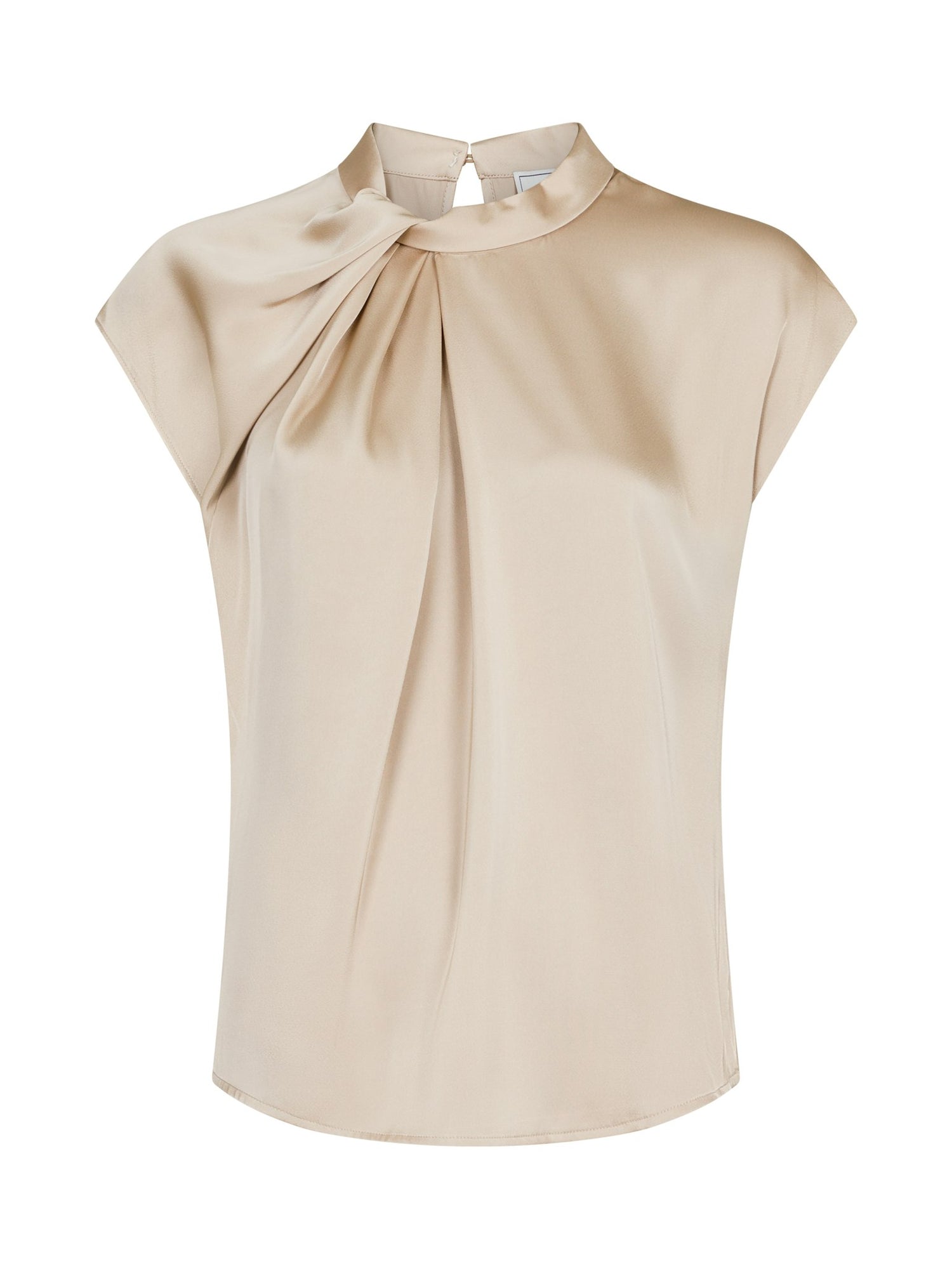 Fleur Drapy Satin Blouse - Dark Sand