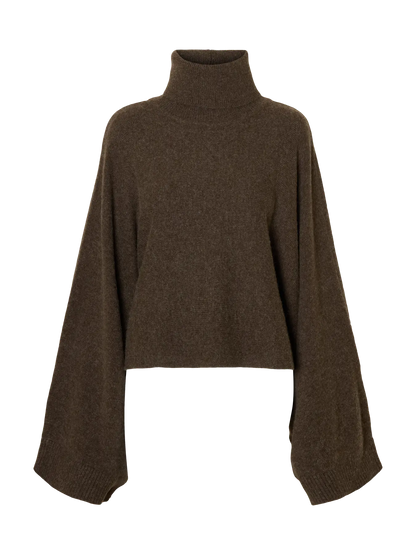 SLFelina Knit Cape Roll Neck - Delicioso Melange