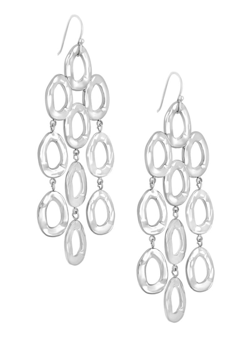 Organische Lange Oorbellen - Zilver