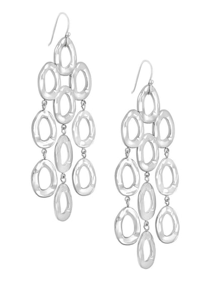 Organische Lange Oorbellen - Zilver