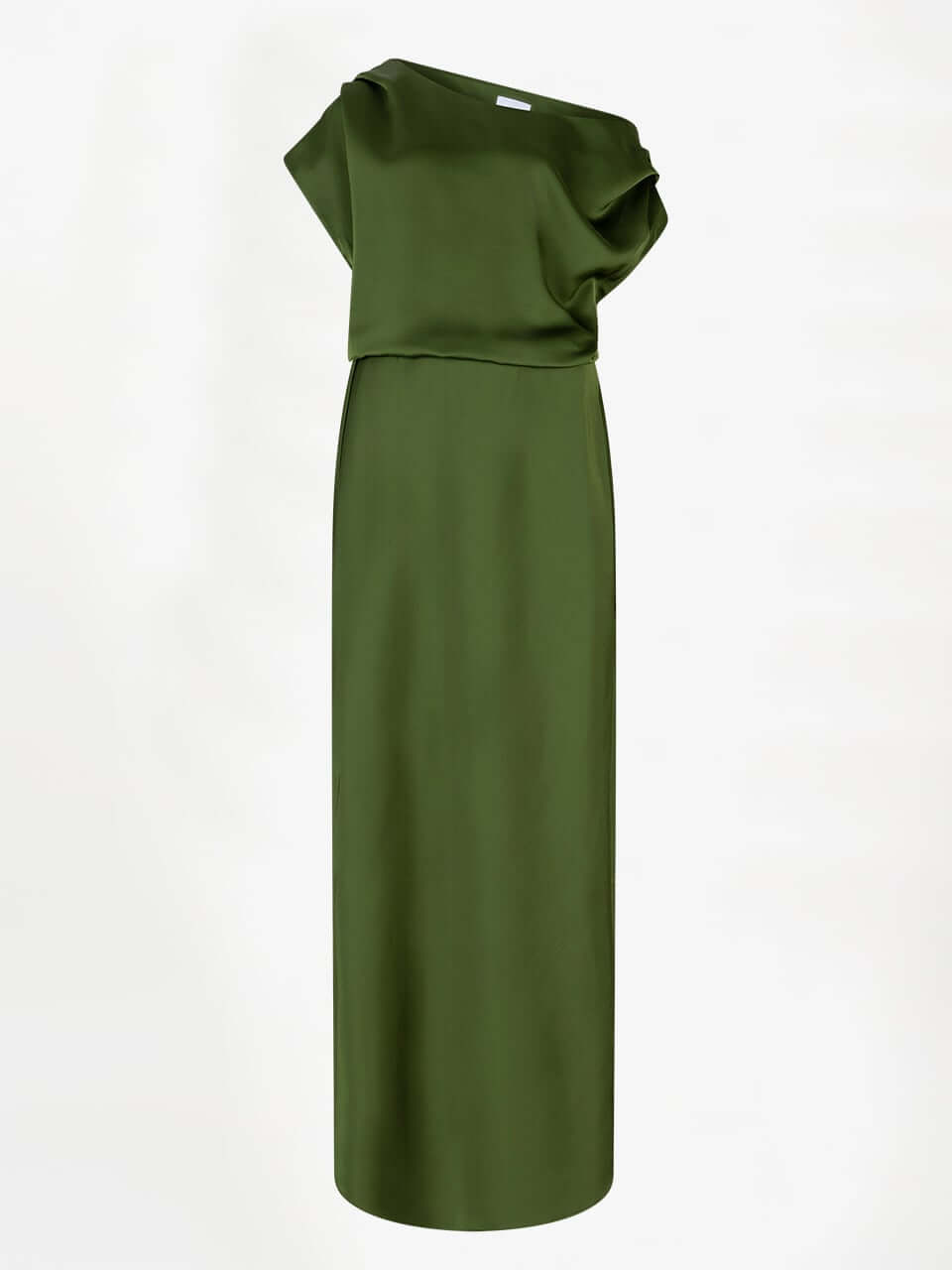 Epic Off-Shoulder Satin Maxi Dress - Basil Green
