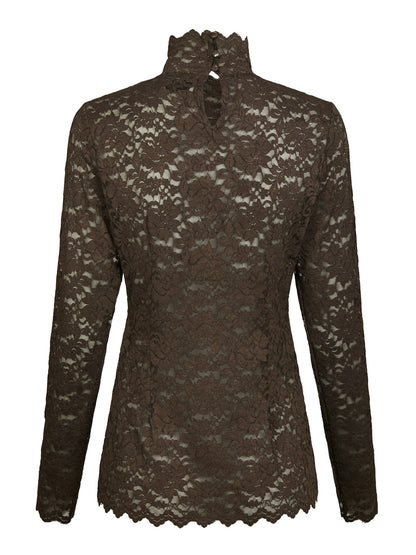 Liza Laceflower Blouse - Chocolate Brown