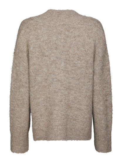 Melli Fluffy Knit Blouse - Beige Melange