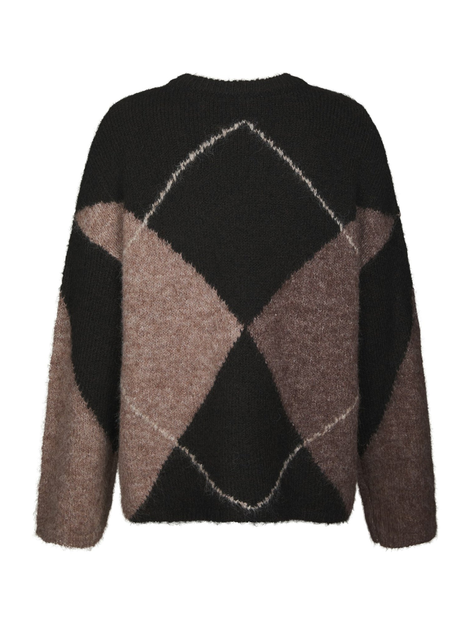 Inga Check Fluff Knit Blouse - Dark Brown