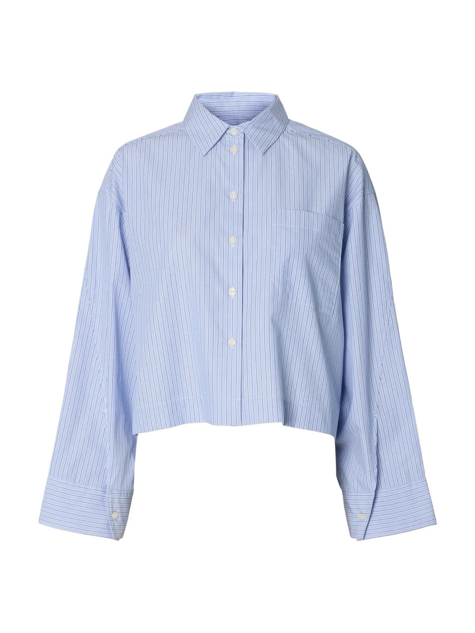 SLFDannie LS Cropped Boxy Shirt - Dark Sapphire/Bright White