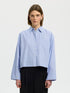 SLFDannie LS Cropped Boxy Shirt - Dark Sapphire/Bright White