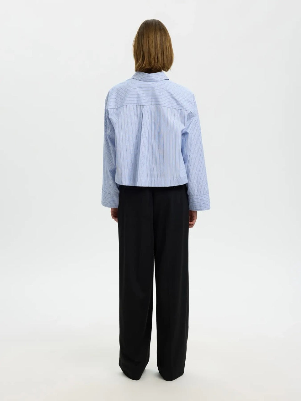 SLFDannie LS Cropped Boxy Shirt - Dark Sapphire/Bright White