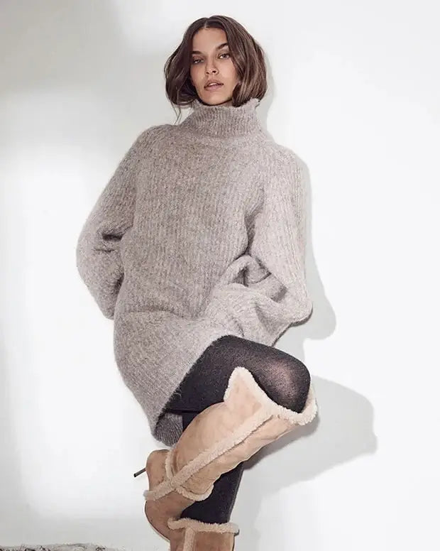 Darcia Rib-Kragenstrickpullover - Walnuss