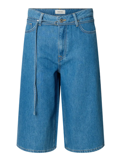 SLFtenna MW Bermuda Denim Shorts - Medium Blue Denim