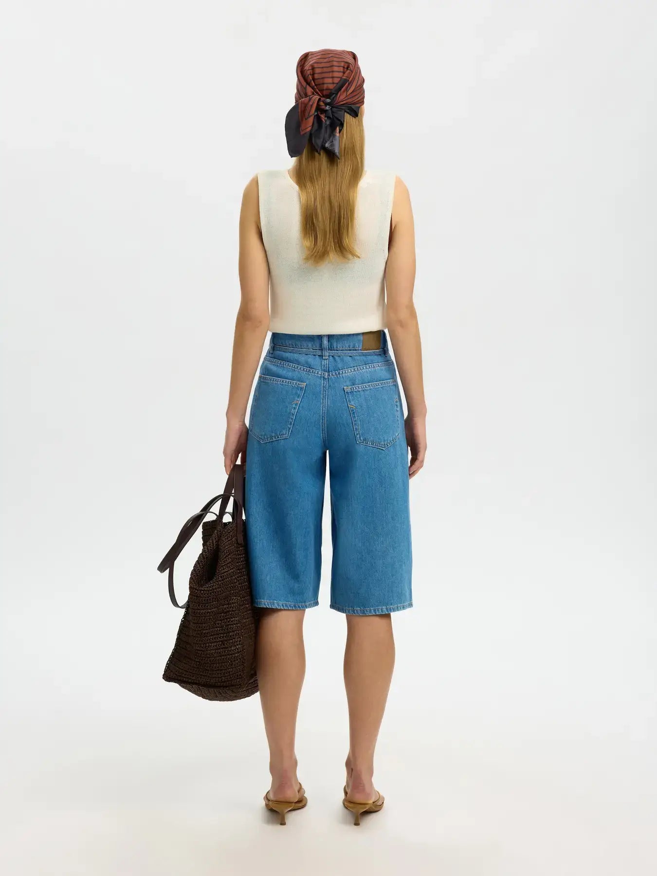 SLFtenna MW Bermuda Denim Shorts - Medium Blue Denim