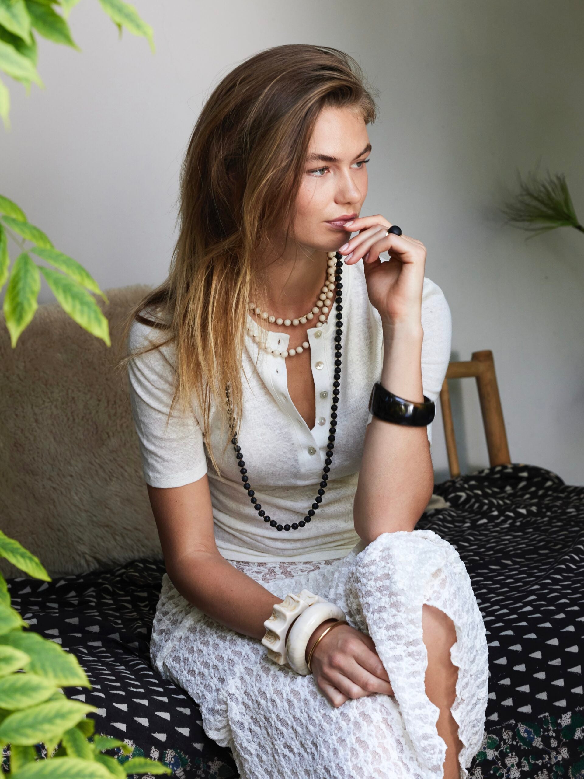 Organische bangle - bruin-zwart