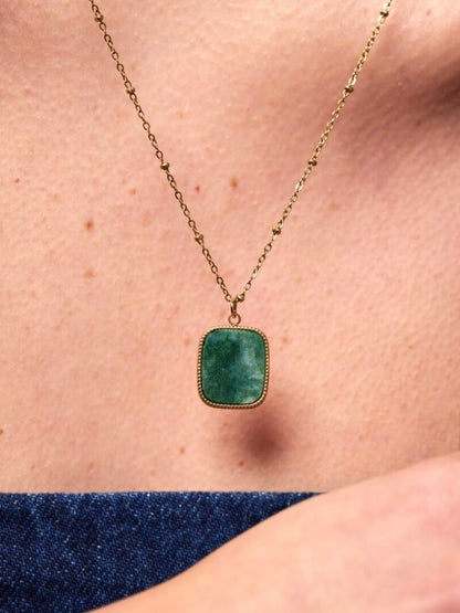 Ketting met gemstone hanger - Groen
