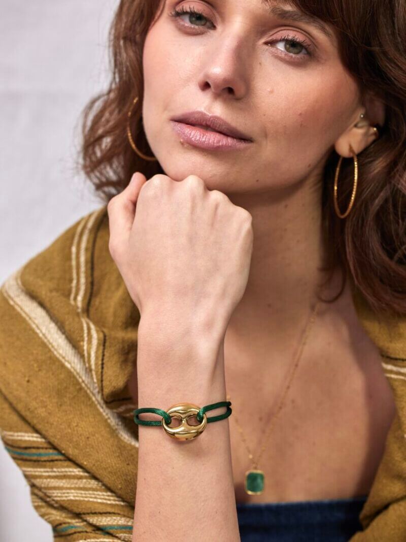 Ketting met gemstone hanger - Groen