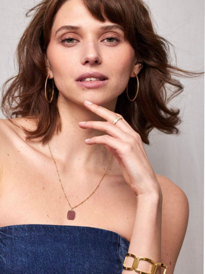 Ketting met gemstone hanger - Warm Roze