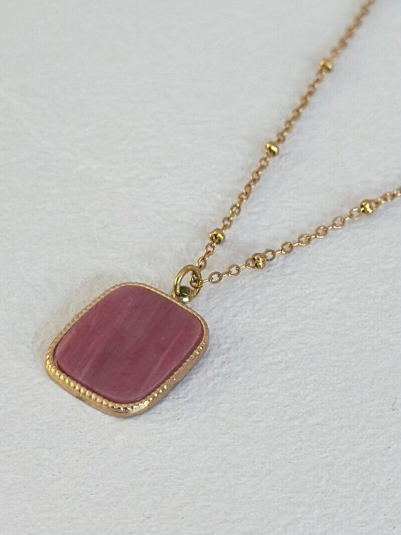 Ketting met gemstone hanger - Warm Roze