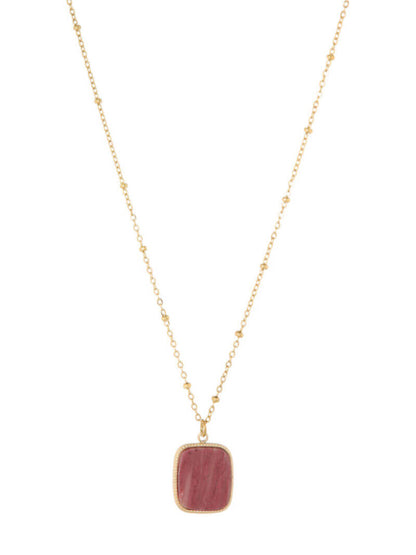 Ketting met gemstone hanger - Warm Roze