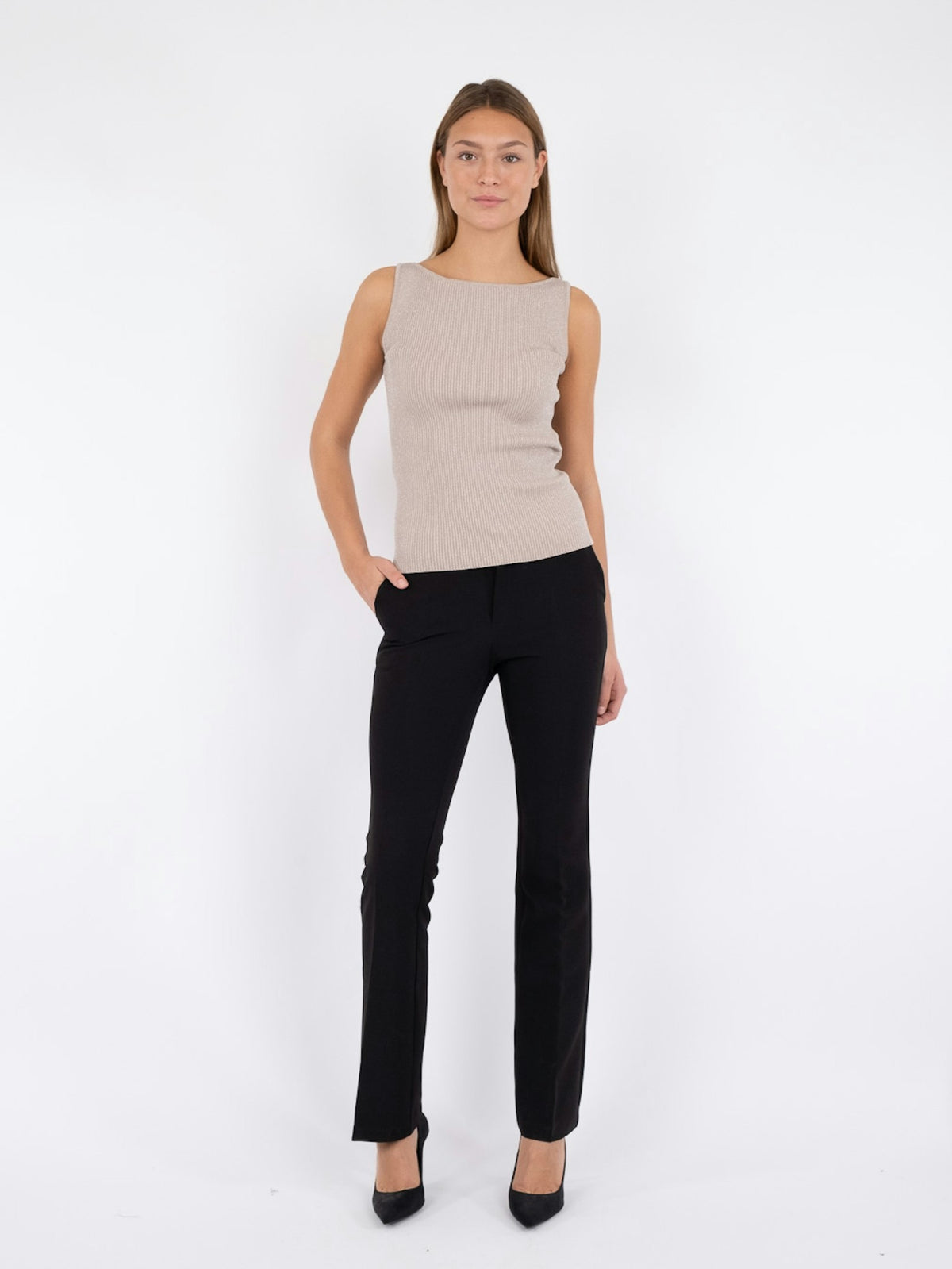 Talia Glitter Knit Top - Sand
