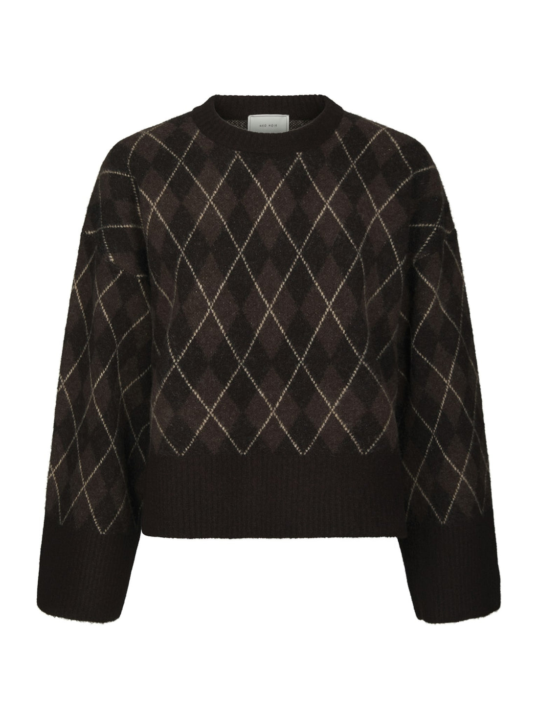 Kick Check Knit Blouse - Dark Brown