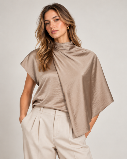 IdunCC Cape SS Blouse - Walnut