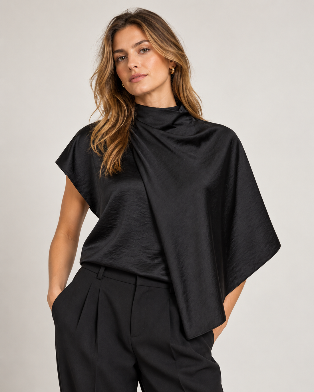 IdunCC Cape SS Blouse - Black