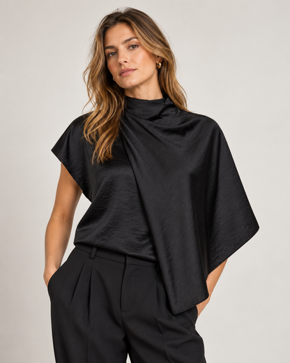 IdunCC Cape SS Blouse - Black