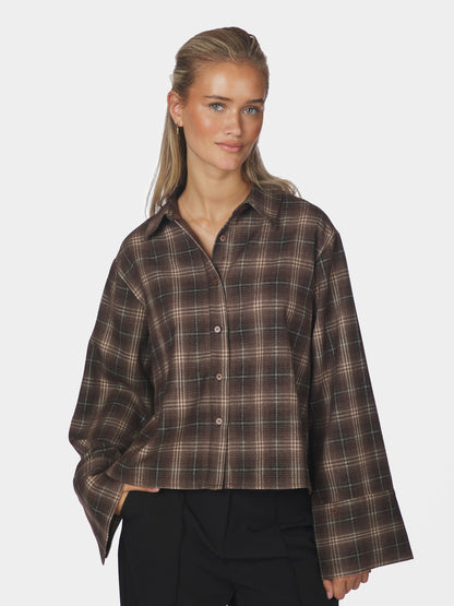 PRE-ORDER | Jaylin Flannel Check Shirt - Dark Taupe | LEVERING  EIND OKT / BEGIN NOV