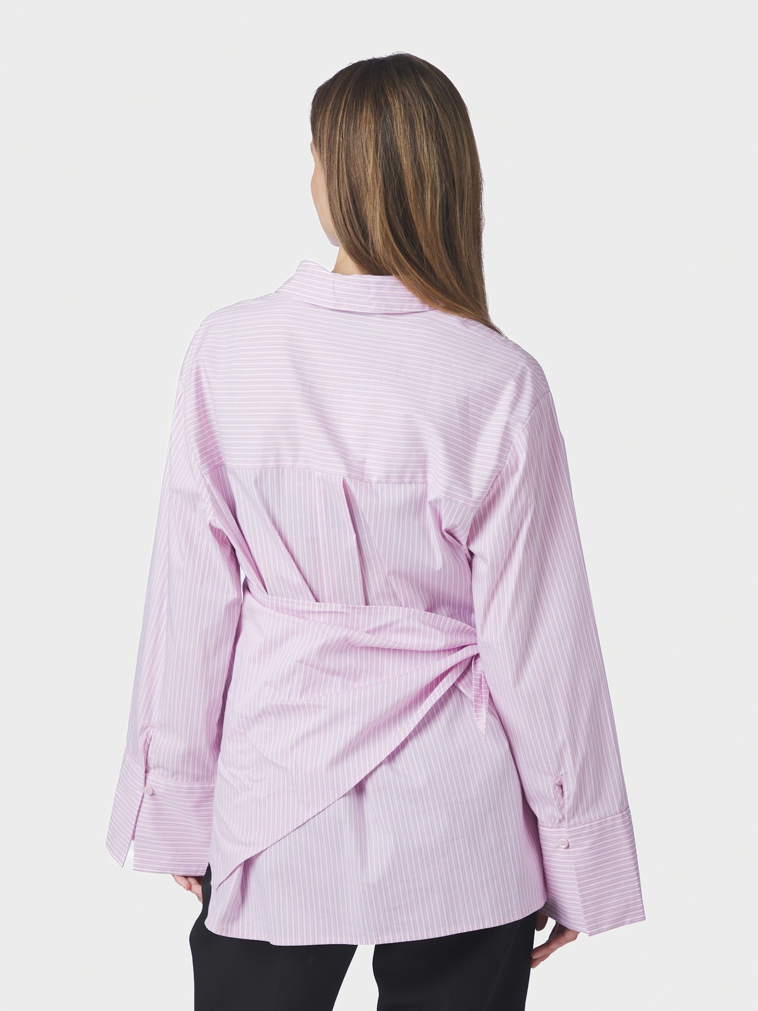 Dita Scarf Stripe Shirt - Light Pink